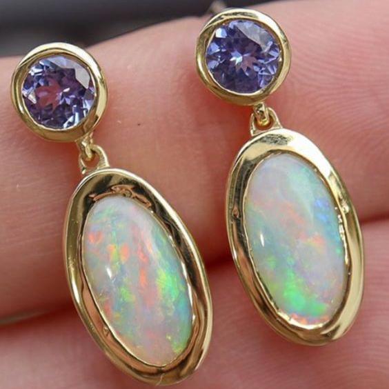 Vintage Opal Golden Earrings