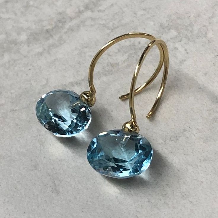 Vintage Rounded Glass Blue Earrings