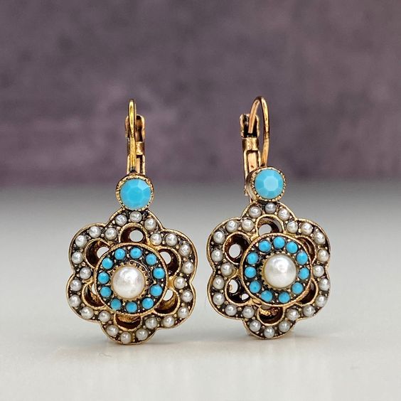 Vintage Blue Mandala Stone Earrings