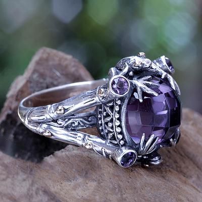 Vintage Inlaid Purple Stone Silver Ring