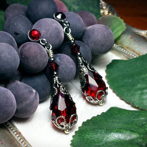 Vintage Red Crystal Drop Earrings