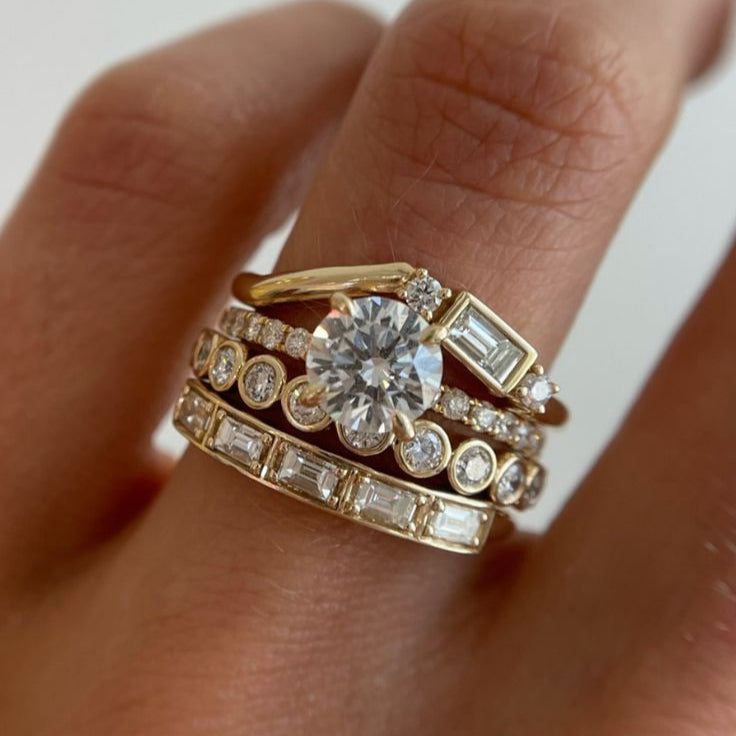 Vintage Modern Engagement Ring Set