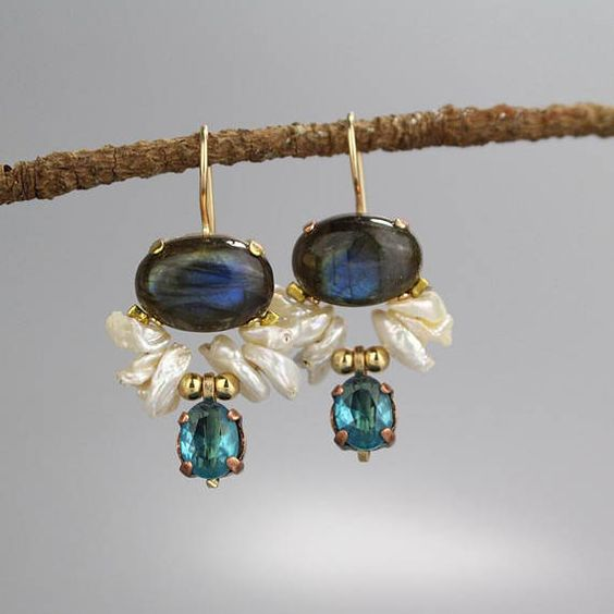 Vintage Blue Natural Stone Earrings