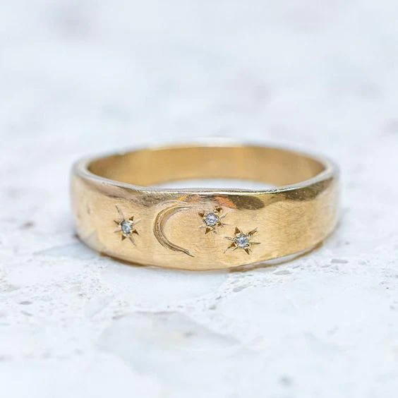 Vintage Golden Starry Night Ring