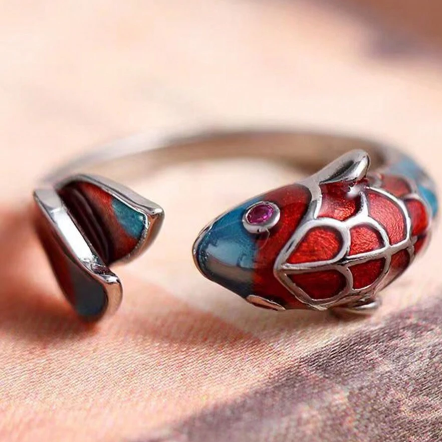 Vintage Enamel Koi Fish Ring