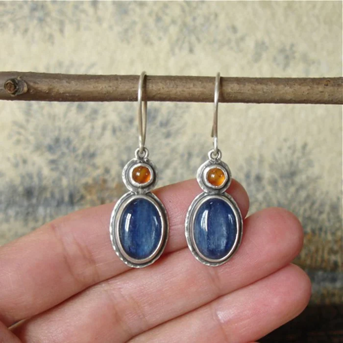 Vintage Blue & Orange Stone Earrings