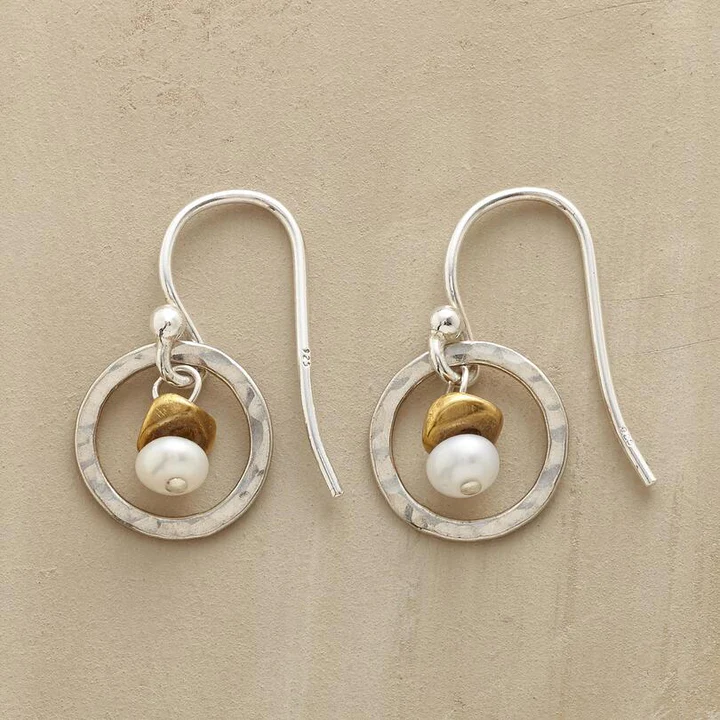 Vintage Silver & Gold Pearl Earrings