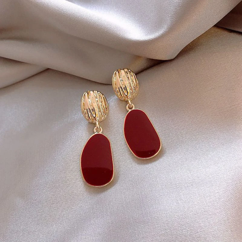 Elegant Gold & Red Earrings