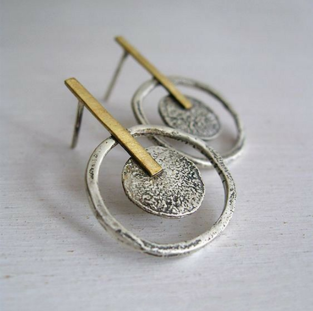 Vintage Rounded Silver Plated Earrings