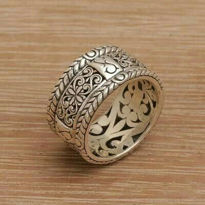 Vintage Silver Hollow Ivy Ring