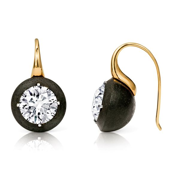 Vintage Black Inlaid Zirconia Earrings