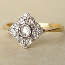 Vintage Mandala Glass Gold Ring