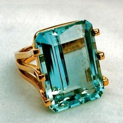 Vintage Turquoise Glass Gold Ring