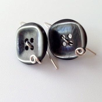 Vintage Rounded Black Button Earrings