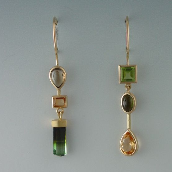 Vintage Dangling Green Stones Earrings