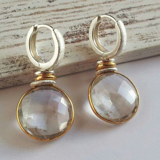 Vintage White Glass Gold Earrings