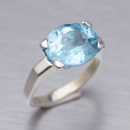 Vintage Blue Glass Silver Ring