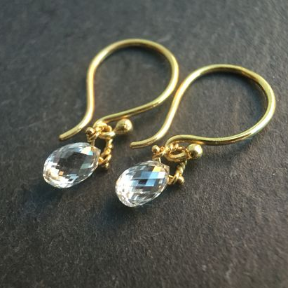 Vintage Blue Drop Gold Earrings