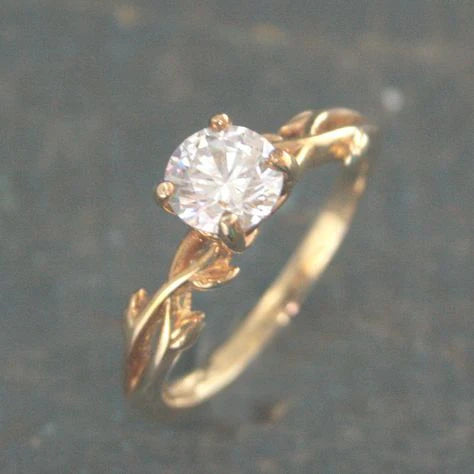 Vintage Gold Leaf Zirconia Ring