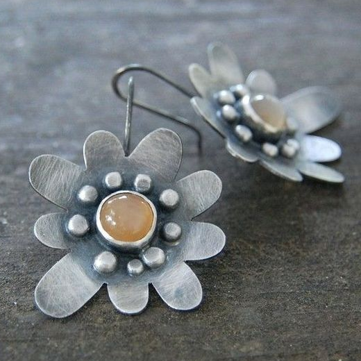 Vintage Orange & Silver Blossom Earrings