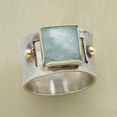 Vintage Green Square Moonstone Ring