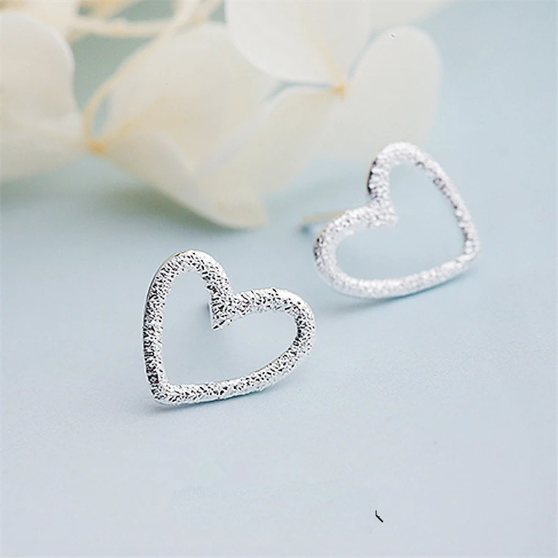 Vintage Bright Silver Heart Earrings