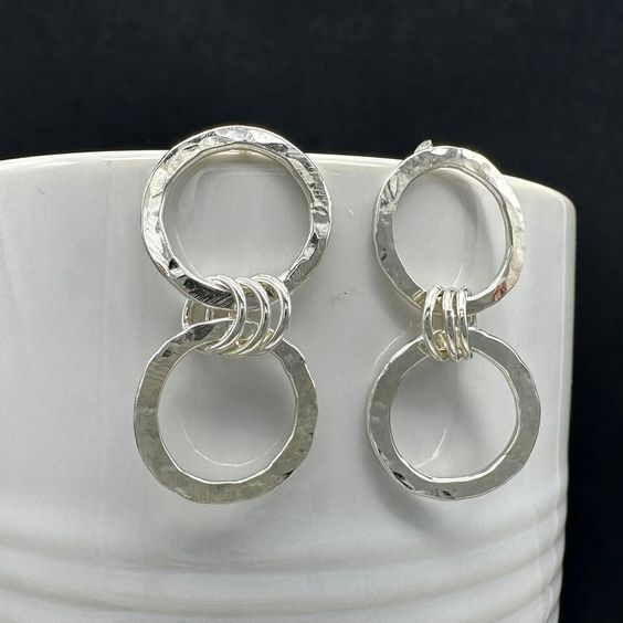 Vintage Hollow Circles Silver Earrings