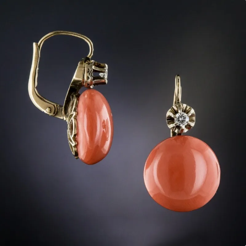 Vintage Rounded Red Stone Zirconia Earrings