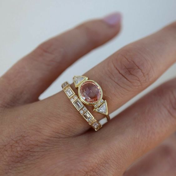 Vintage Inlaid Glass Ring Set