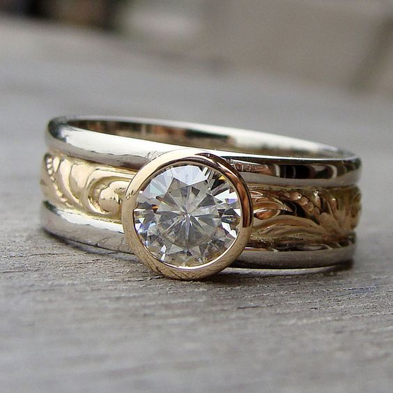 Vintage Gold & Silver Ivy Zirconia Ring