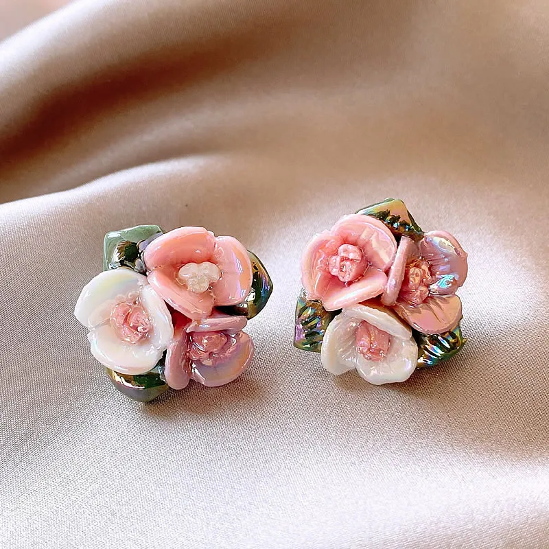 Elegant Pink Floral Earrings