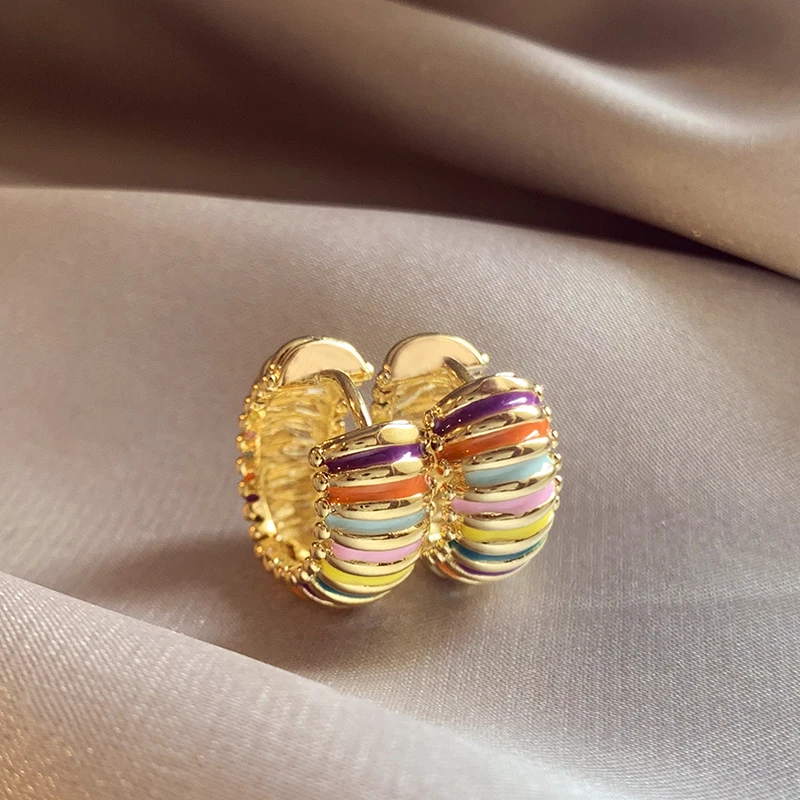 Elegant Colorful Golden Hoop Earrings