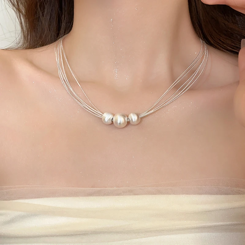 Elegant White Pearl Layered Necklace