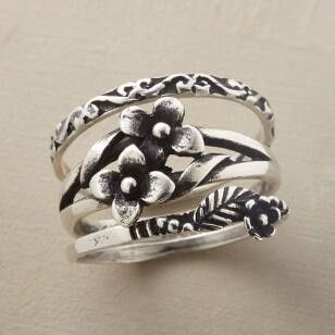 Vintage Silver Flower Layered Ring