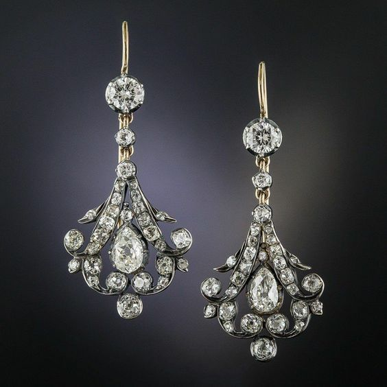 Vintage Dangling Crystalline Earrings