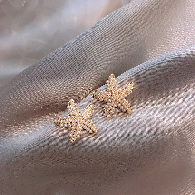 Elegant Starfish Pearl Earrings