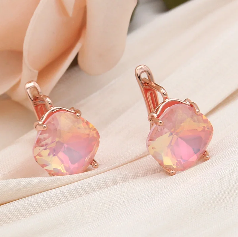 Elegant Pink Rounded Opal Earrings