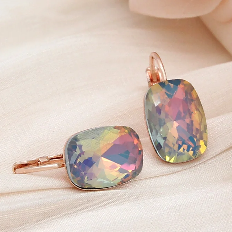 Elegant Colorful Rounded Opal Earrings