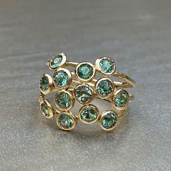 Vintage Green Inlaid Glass Ring