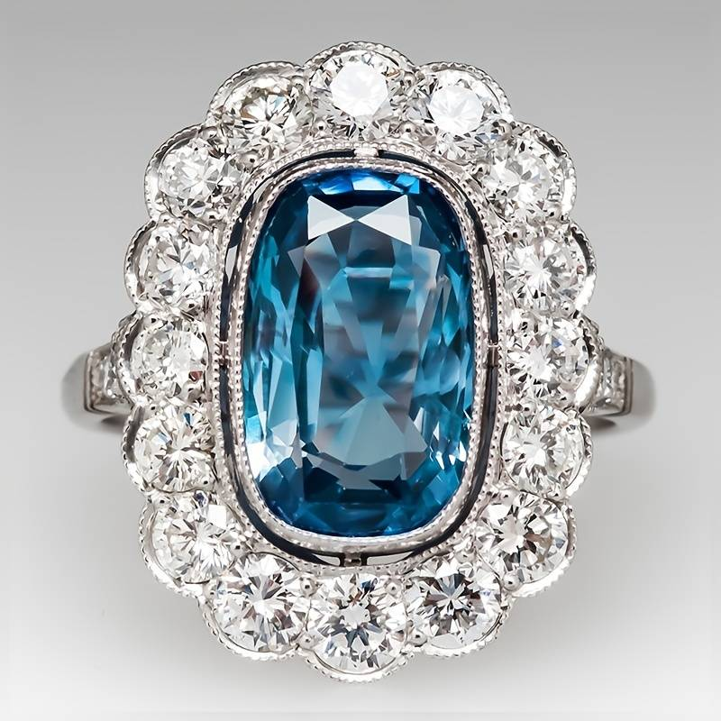 Vintage Blue Zirconia Silver Ring