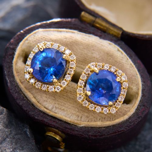 Vintage Blue Crystal Zirconia Earrings