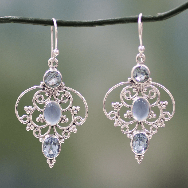 Vintage Moonstone Mandala Crystal Earrings