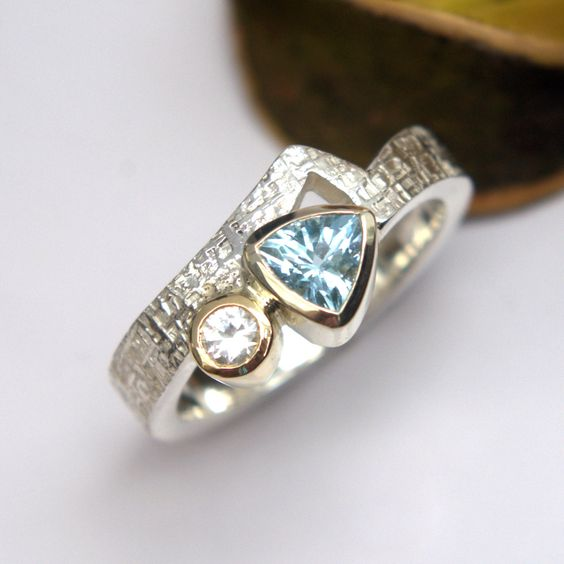 Vintage Blue Sky Glass Silver Ring