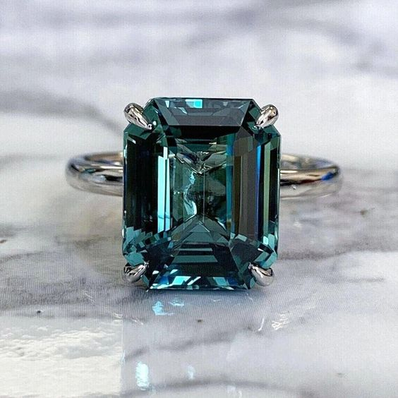 Vintage Blue Greenish Crystal Ring