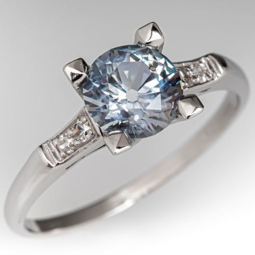 Vintage Glass Silver Zirconia Ring