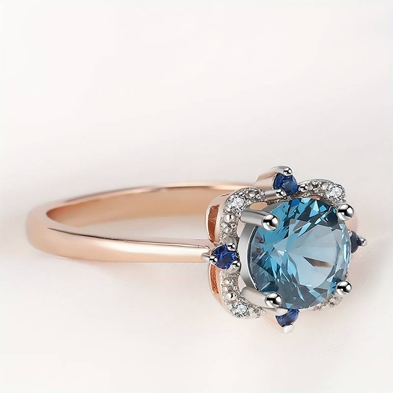 Vintage Blue Glass Rose Ring