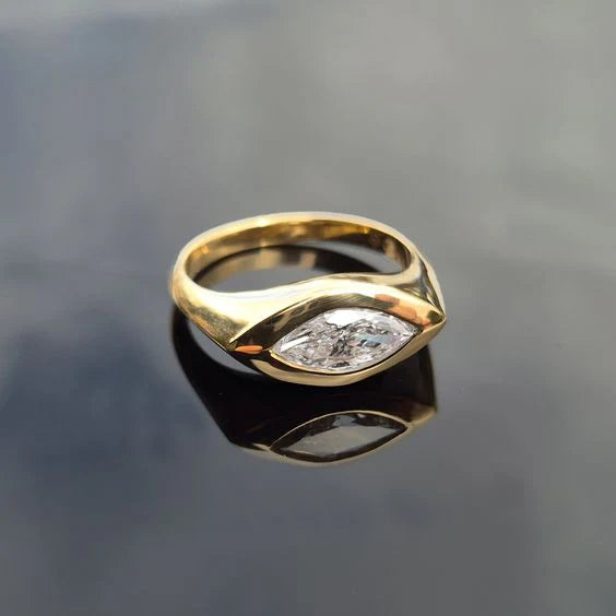 Vintage Zirconia Eye Gold Ring