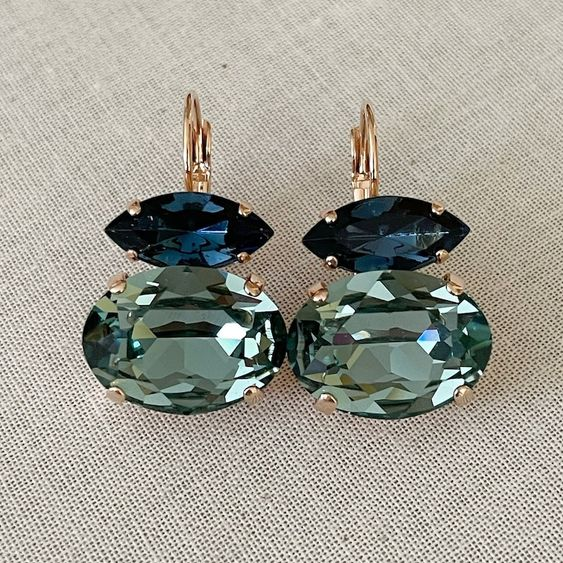 Vintage Green & Blue Glass Earrings