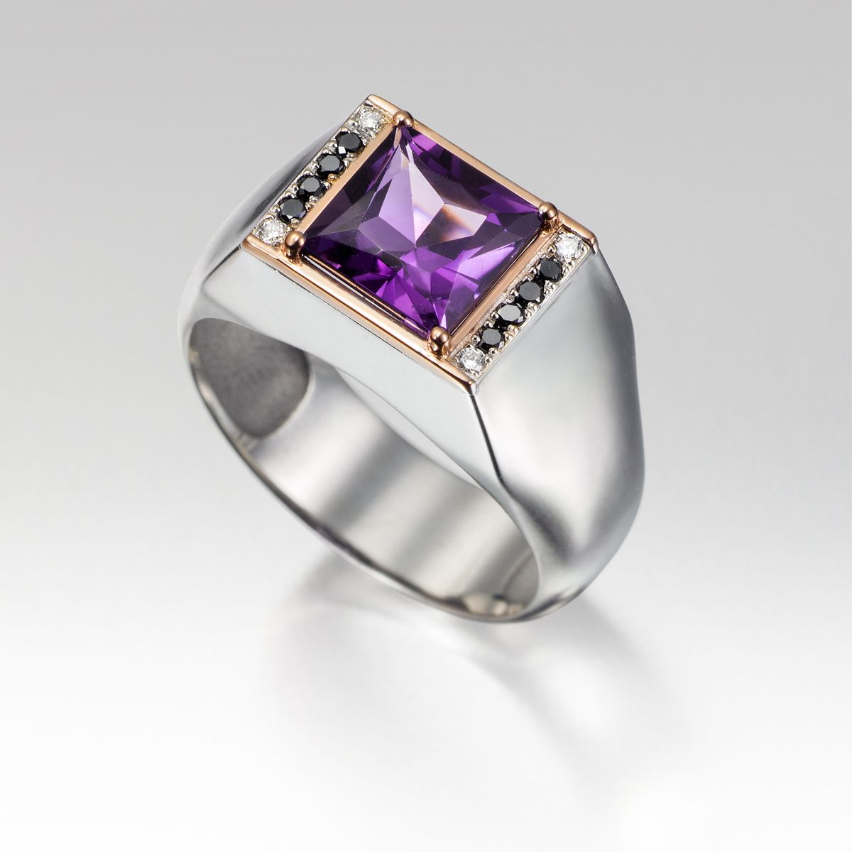 Vintage Purple Glass Silver Ring