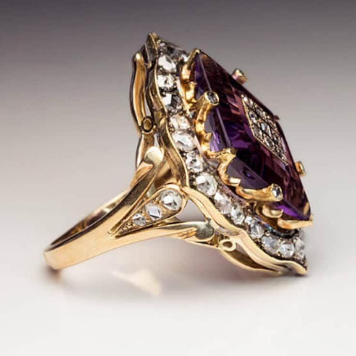 Vintage Purple Zirconia Gold Ring